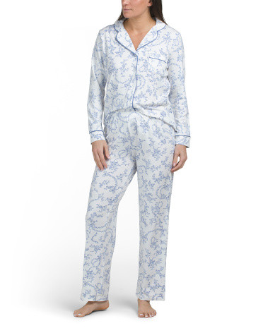 Toile Notch Collar Pajama Set | TJ Maxx