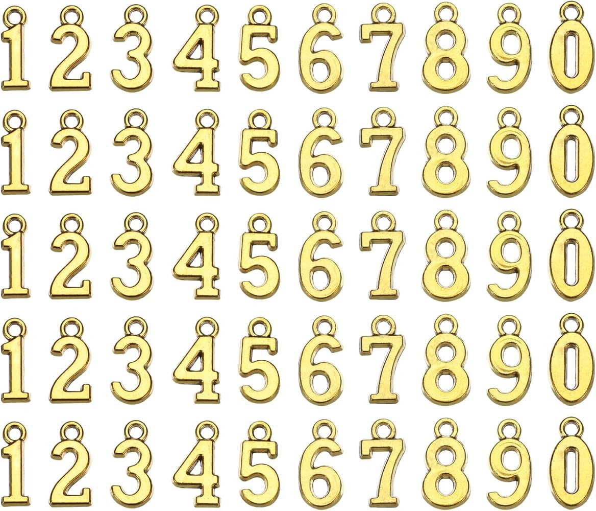 MECCANIXITY Charm Number Pendant 0-9 Number Bead for DIY Craft Wristbands Necklace Bracelet Perso... | Amazon (US)