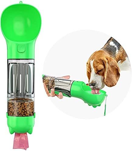 Portable 4in1 Pet Dog Water Bottle with Food Storage, Poop Bag Dispenser and Scoop | Amazon (US)