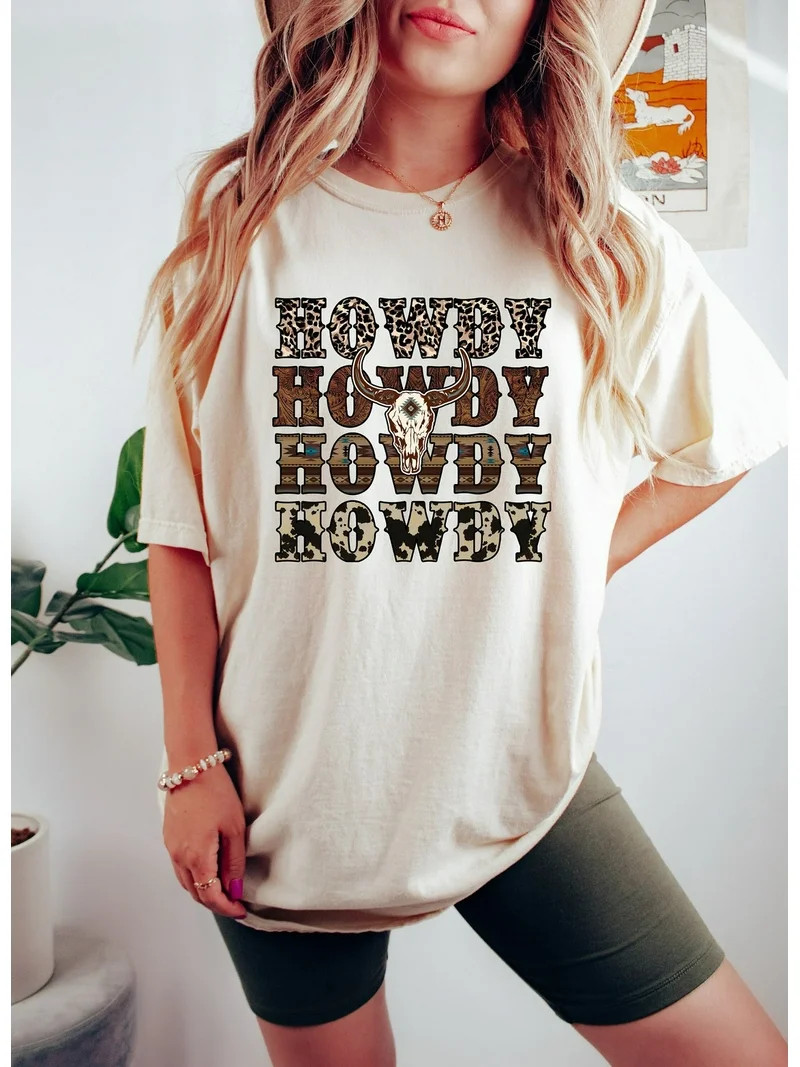 Simple Fit Howdy Shirt Women, Western Shirt, Cowgirl Shirt, Leopard Print Shirt, Country Western ... | Walmart (US)