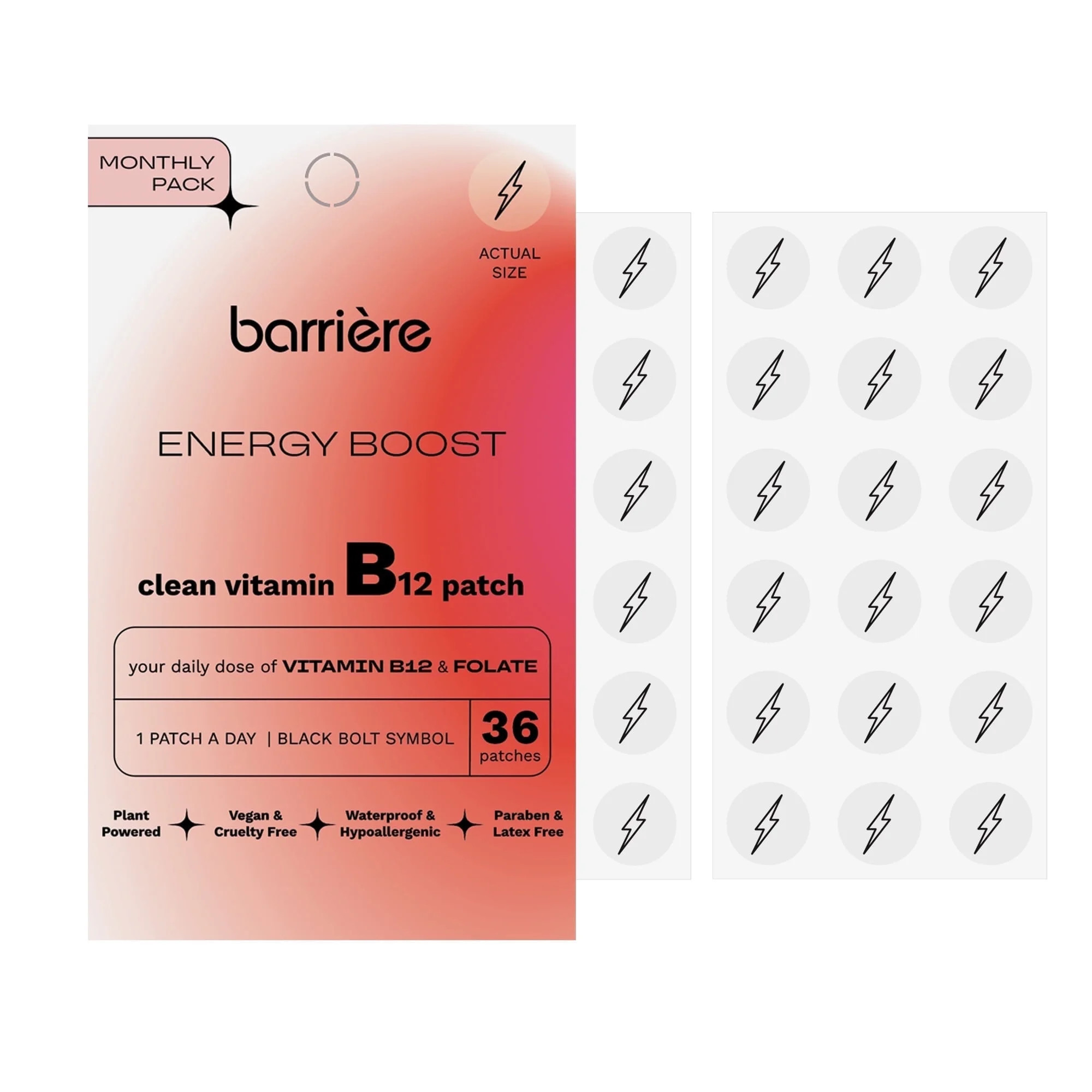 Barriere Energy Boost Vitamin B12 + Folate Patch 36 Pack with Lightning Bolt Symbol | Vitamin B12... | Walmart (US)