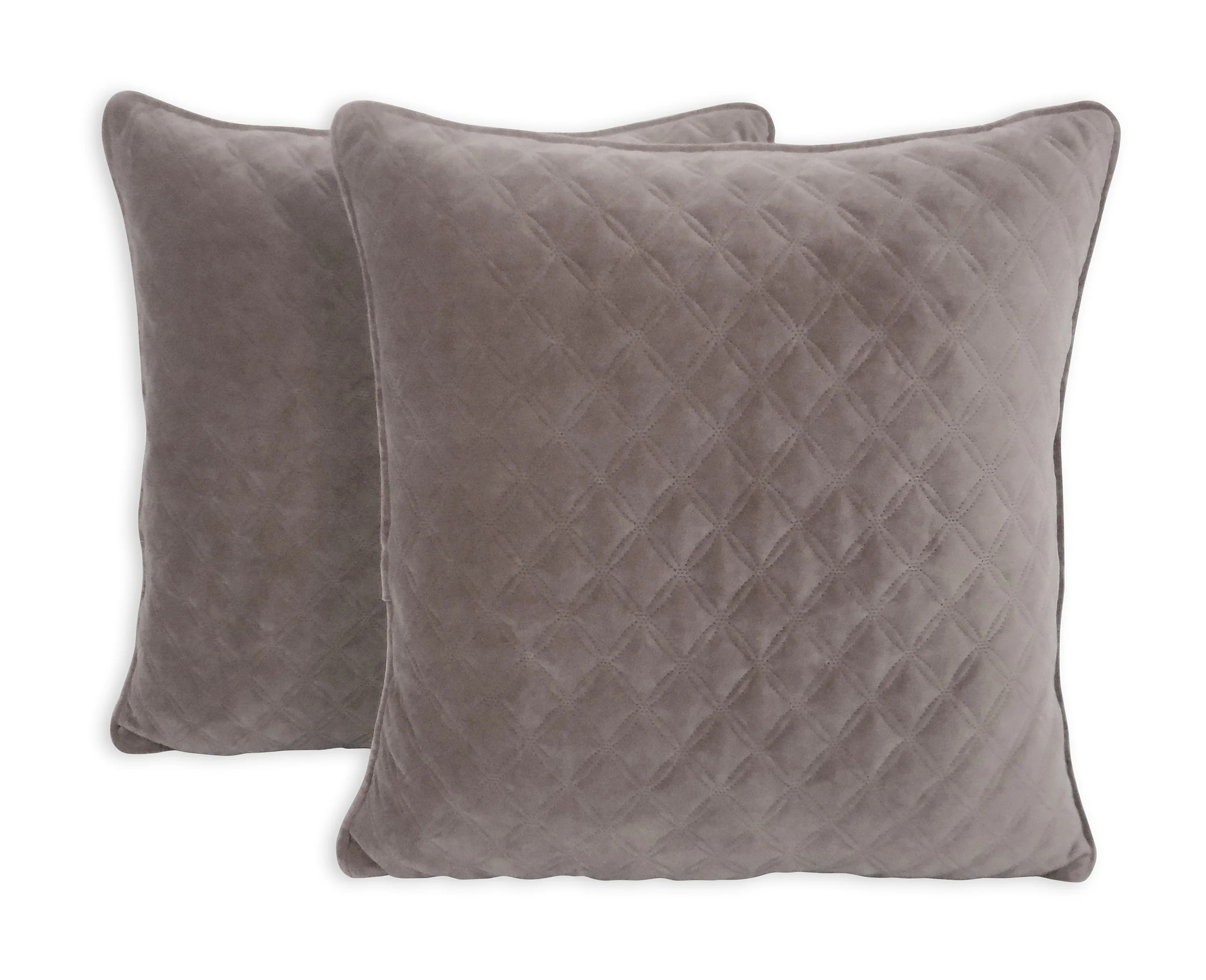 Better Homes & Gardens Quilted Velvet 19" x 19" Decorative Square Throw Pillow, Pack of 2, Neutra... | Walmart (US)