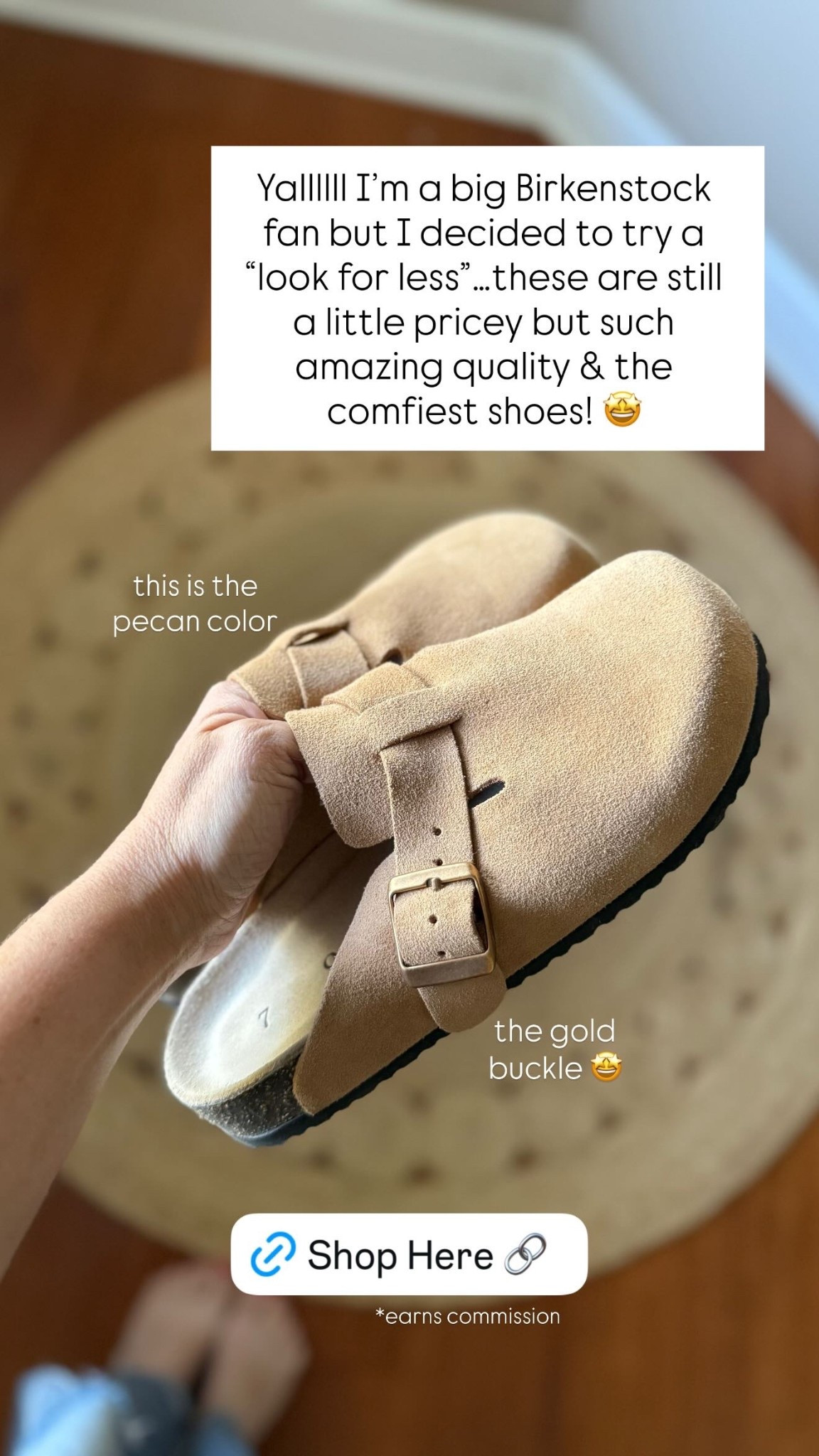 Yallllll I’m a big Birkenstock fan but I decided to try a “look for less”…these are still a little pricey but such amazing quality & the comfiest shoes! 🤩 the gold
buckle 🤩  This is the pecan color & my true size 7. 

#LTKSeasonal #LTKFindsUnder100 #LTKShoeCrush