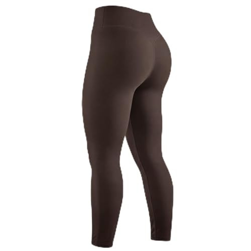 Aoxjox Women's High Waisted Workout Lumira Leggings Tummy Control Lumastretch™ Luxe Buttery Soft Yoga Pants 27" (Espresso, X-Small) | Amazon (US)