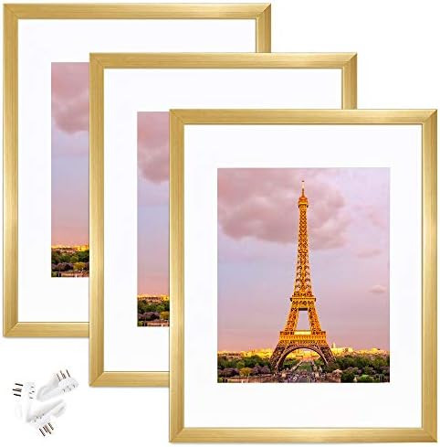 upsimples 11x14 Picture Frame Set of 3, Made of High Definition Glass for 8x10 with Mat or 11x14 ... | Amazon (US)