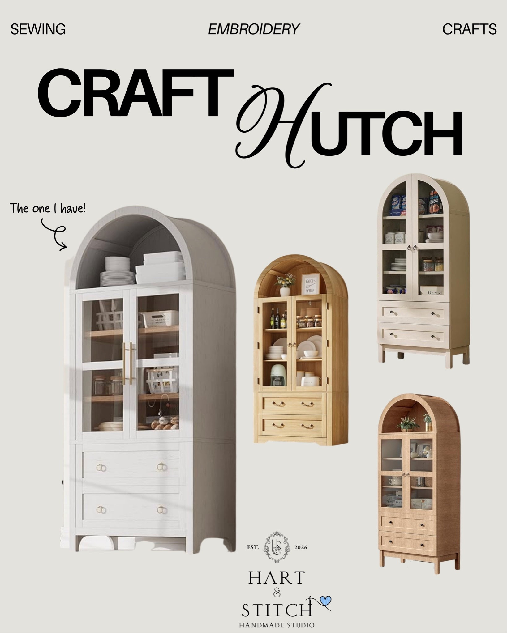 My craft hutch!! I love this for making my craft room look organized and cute of course! 

Linked a few similar that I thought looked really nice! 








Craft room
Organization
Fabric organization

#LTKootd #LTKHome