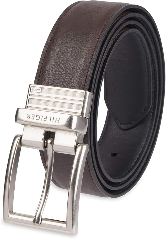Tommy Hilfiger Reversible Leather Belt - Casual for Mens Jeans with Double Sided Strap and Silver... | Amazon (US)