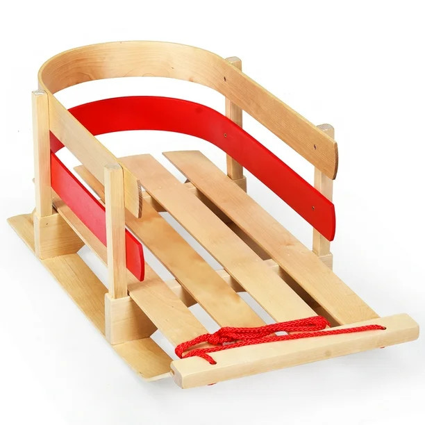 Costway Baby Kids Wooden Sled Solid Seat Toddler Boggan Outdoor Play Snow Toys - Walmart.com | Walmart (US)