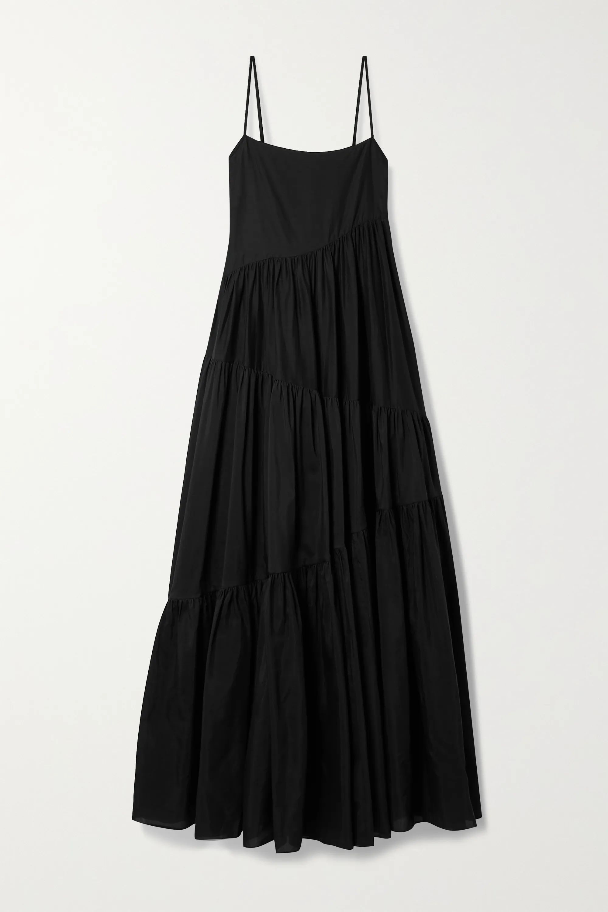 Black + NET SUSTAIN open-back tiered cotton and silk-blend voile maxi dress | Matteau | NET-A-POR... | NET-A-PORTER (US)