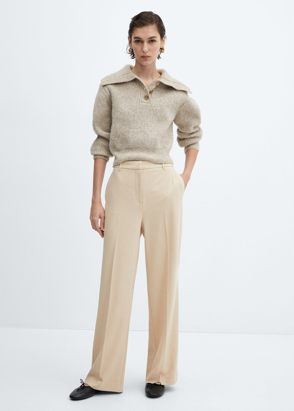 Calças wideleg de cintura baixa -  Mulher | Mango Portugal | Mango PT