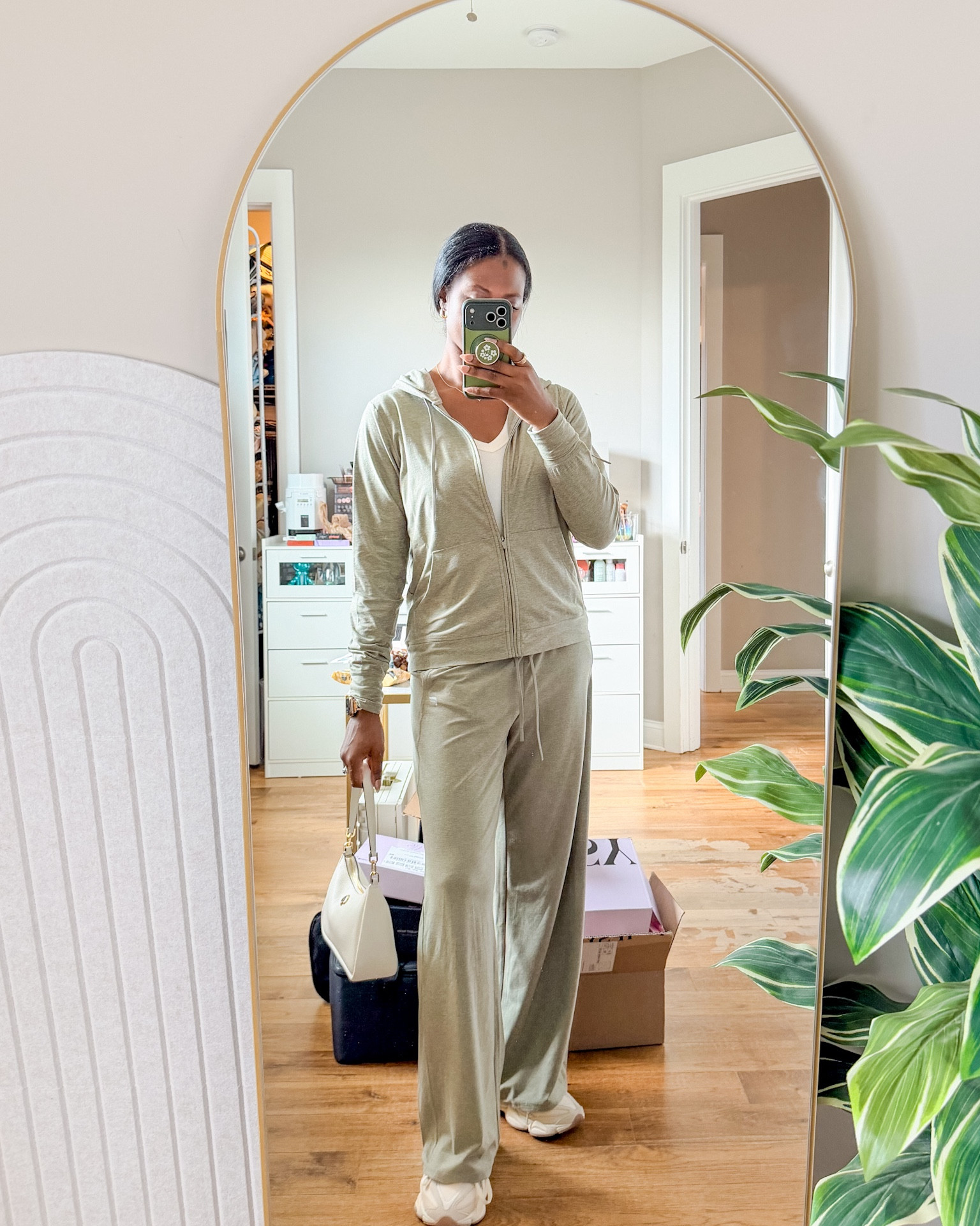 Today’s outfit, I kept it comfy but cute. We took Axel to Catch Air to celebrate his birthday, so wearing something that’s easy to move in and kid-friendly was a must! 😅😆 Obsessed with this sage green Cloud Jersey set I got from @Fabletics! Wearing a medium in the jacket and pants.

#LTKmomlife #LTKdayinmylife #LTKootd