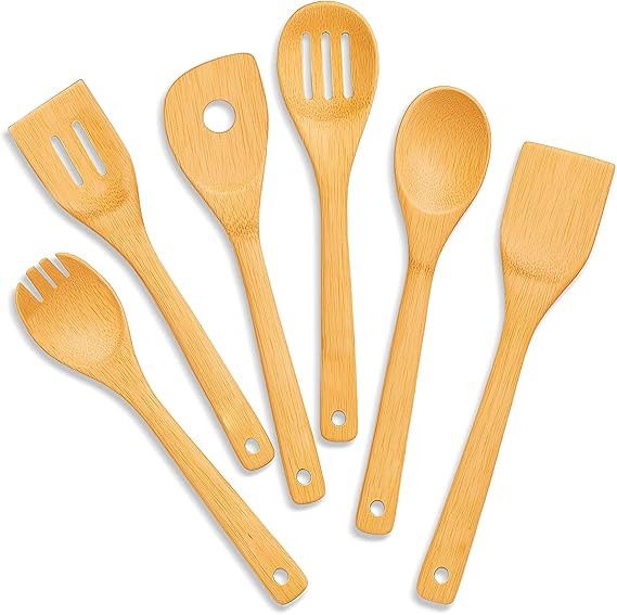 Freshware Bamboo Wooden Utensils Set for Kitchen, 6-Piece, Wooden Spoons for Cooking, Cooking Ute... | Amazon (US)