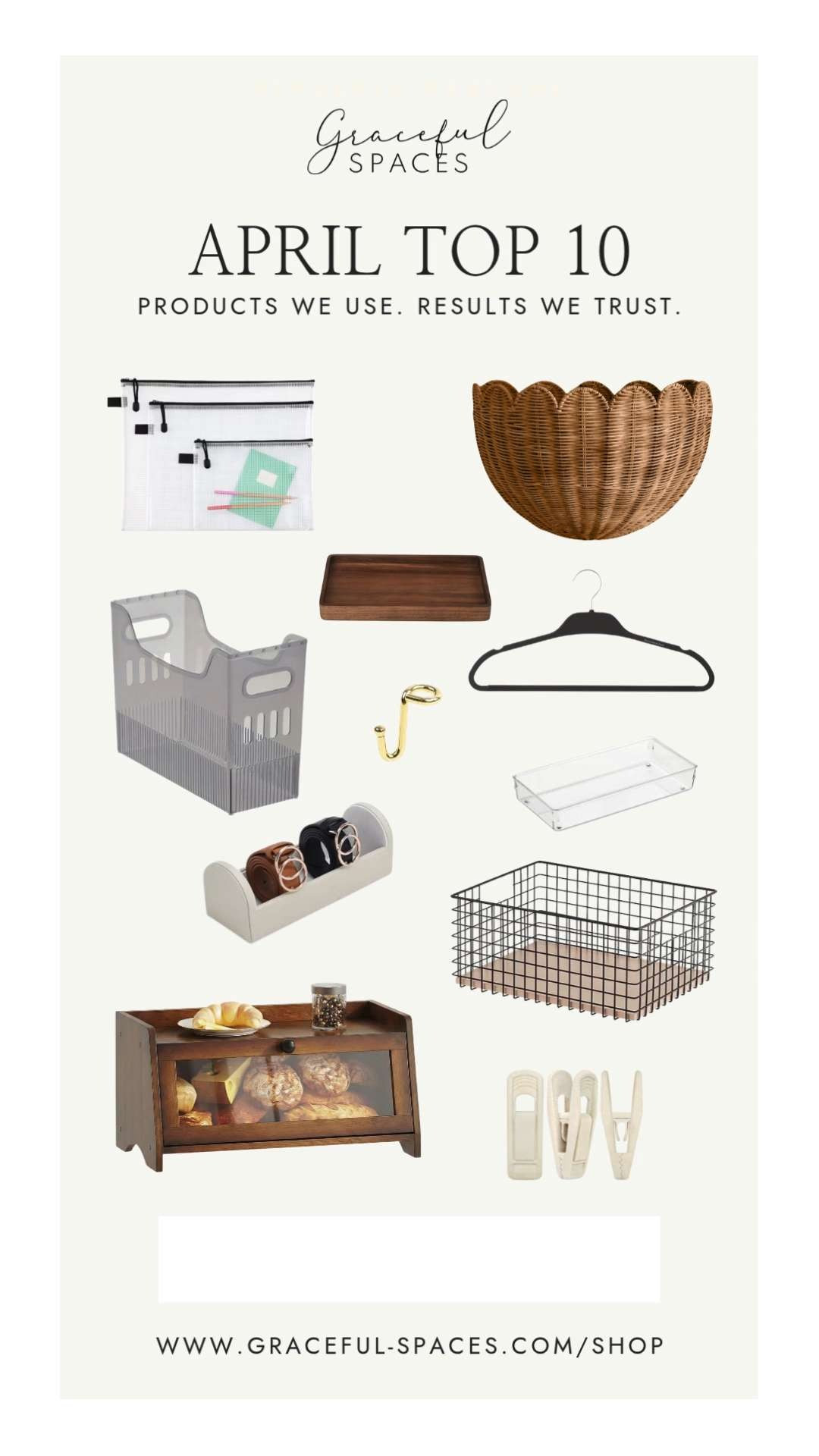 Products so good we added eleven to our April Top 10!  Zippered pouches, Non-Slip Rubberized Hangers, Maddox Grid Bins, Stackers Belt Organizer, Linus Shallow Drawer Dividers, and Multi-Purpose Bins from The Container Store.  Amazon Finds including Christina's gorgeous scalloped hanging baskets and velvet hanger clips.  And truly luxe for less acacia drawer dividers and Christina's breadbox from WalMart! 

 

#LTKHome