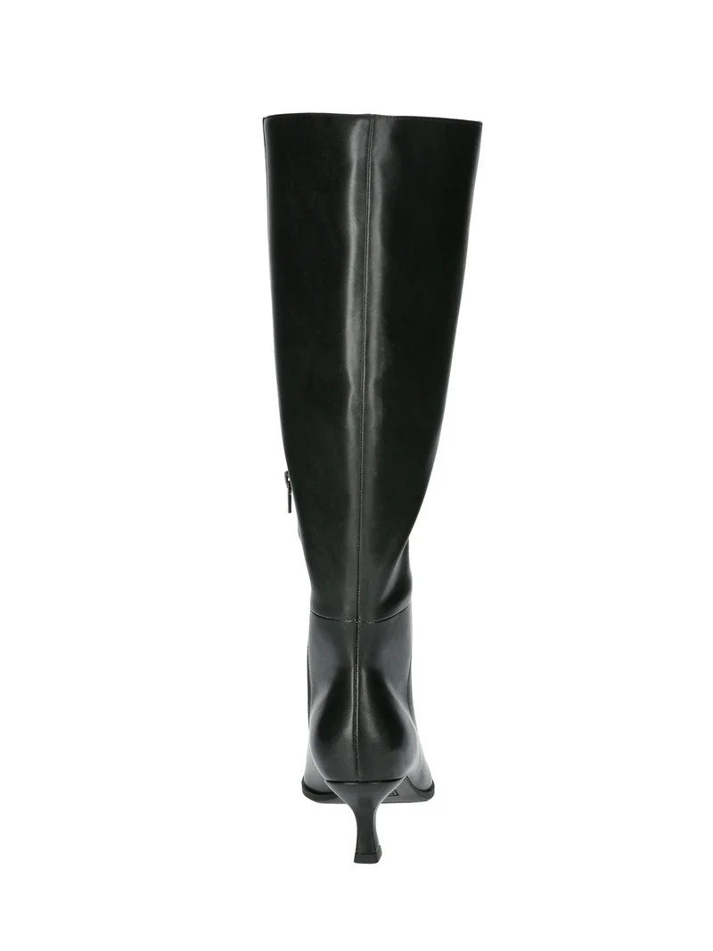 Madden NYC Women's Faux Leather Knee High Boots with Kitten Heel, Wide Calf Available | Walmart (US)