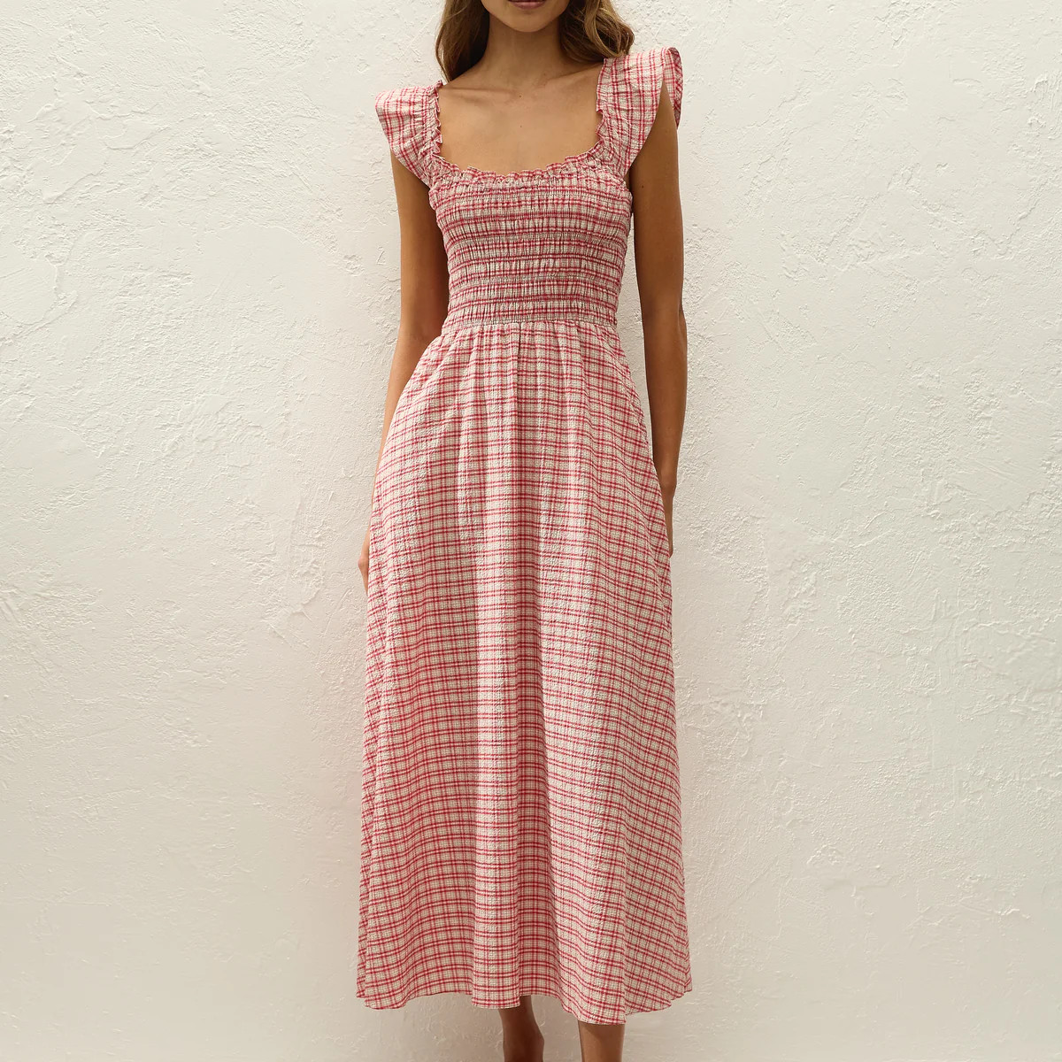 Eudora Midi Dress Vintage Red Check | Faithfull (AU)