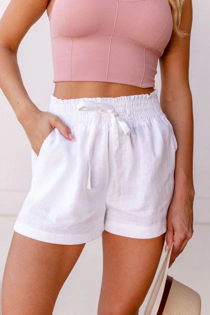 Brooklyn White Tie Paperbag Shorts | Shop Priceless
