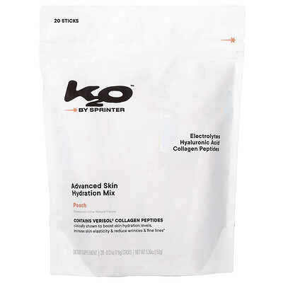 k2o by Sprinter, Advanced Skin Hydration Mix, Peach, 20 Sticks, 0.27 oz (7.6 g) Each | iHerb
