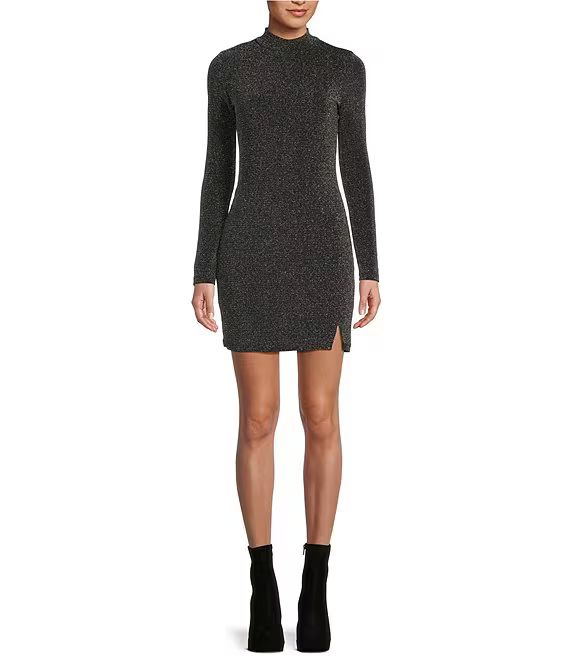 Shimmer Knit Long Sleeve Mini Dress | Dillard's