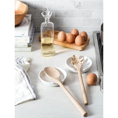 Ceramic Spoon Rest with Holder, 4.8 Inches Spoon Rest for Stove Top, Utensil Rest for Kitchen Counter, Coffee Spoon Holder, Set of 4, White | Wayfair North America