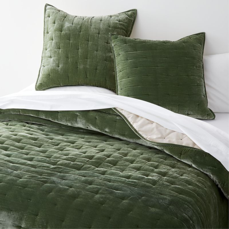 Juliet Agave Velvet King Quilt + Reviews | Crate and Barrel | Crate & Barrel