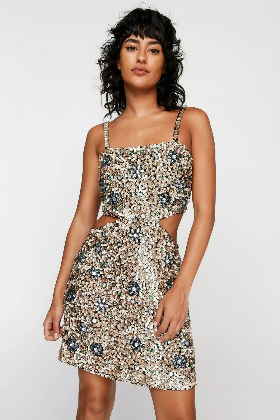 Floral Embellished Cut Out Mini Dress | Nasty Gal US
