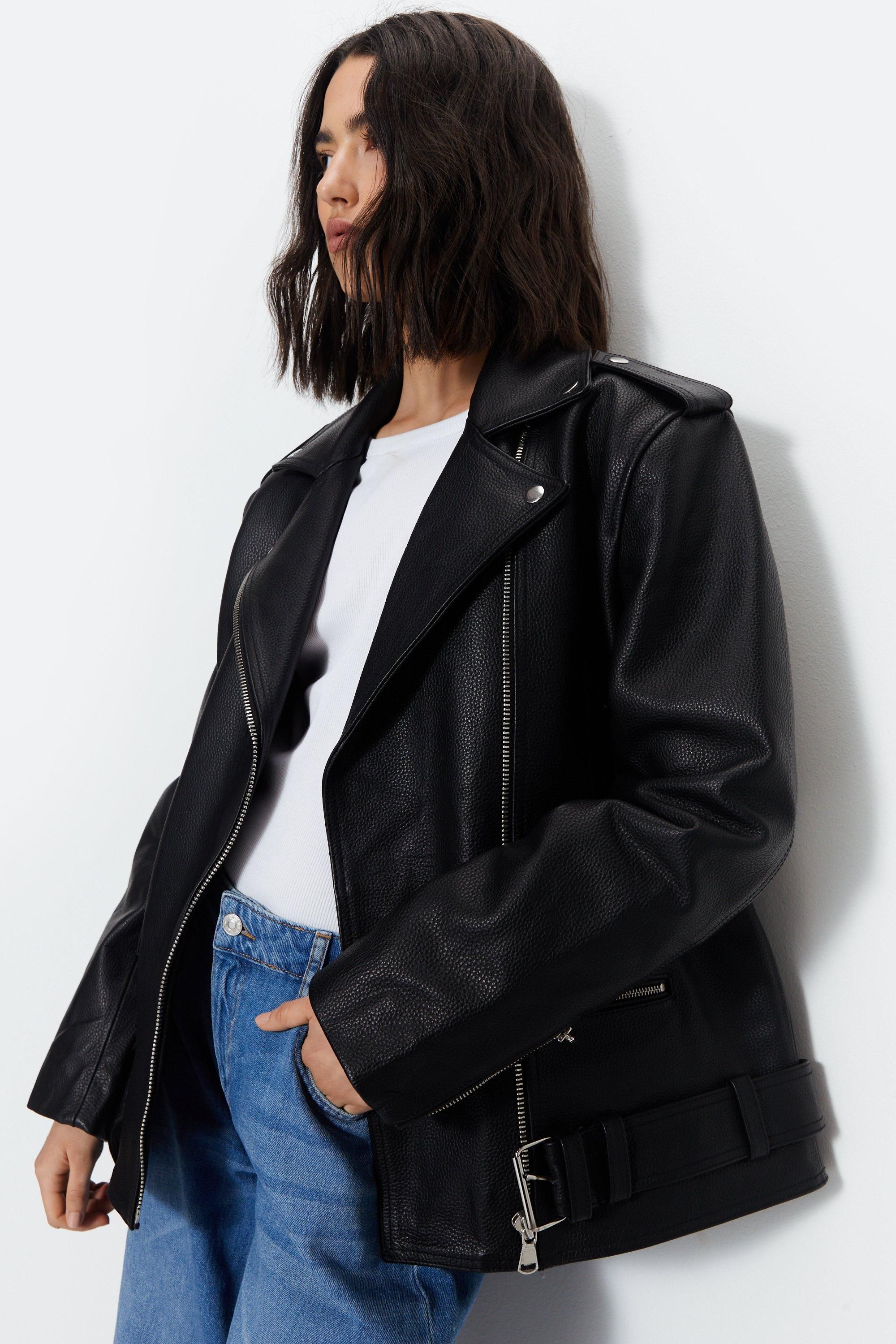 Jackets & Coats | Real Leather Belted Biker Jacket | Warehouse | Debenhams UK