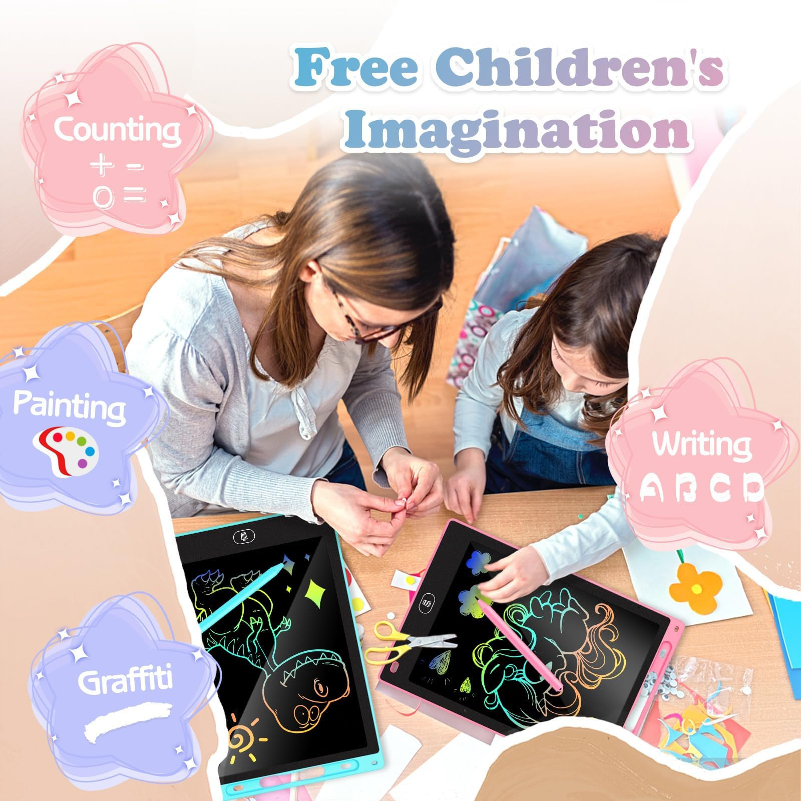 2 Pack 10 Inch LCD Writing Tablet for Kids - Preschool Drawing Tablet Toys & Toddler Travel Essen... | Amazon (US)