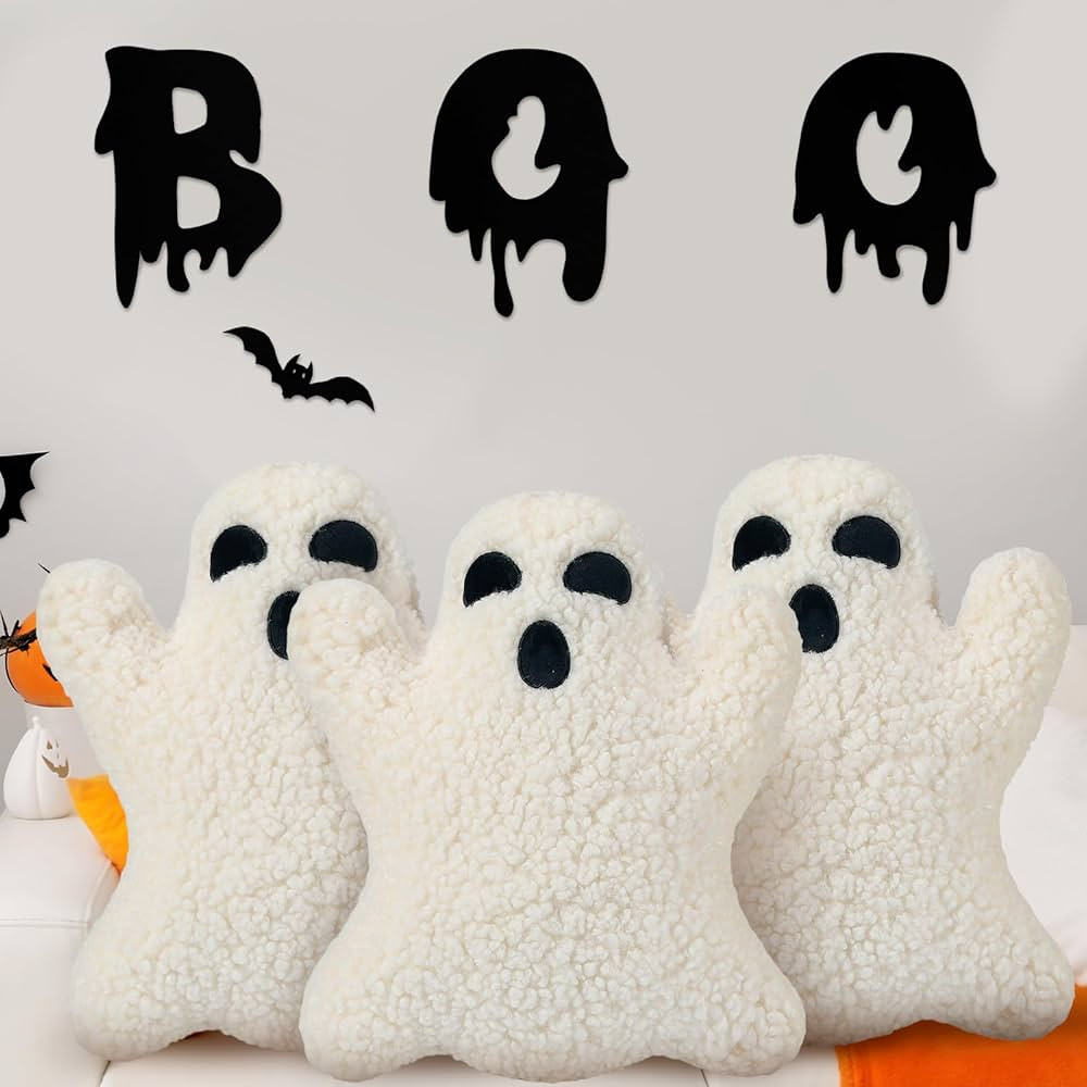 Shappy 3 Pcs Ghost Halloween Pillows Halloween Throw Pillows Stuffed Ghost Shaped Pillow Cute Sof... | Amazon (US)