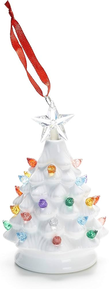 ReLIVE Ceramic Christmas Tree Light Up Ornament, White, 5" | Amazon (US)