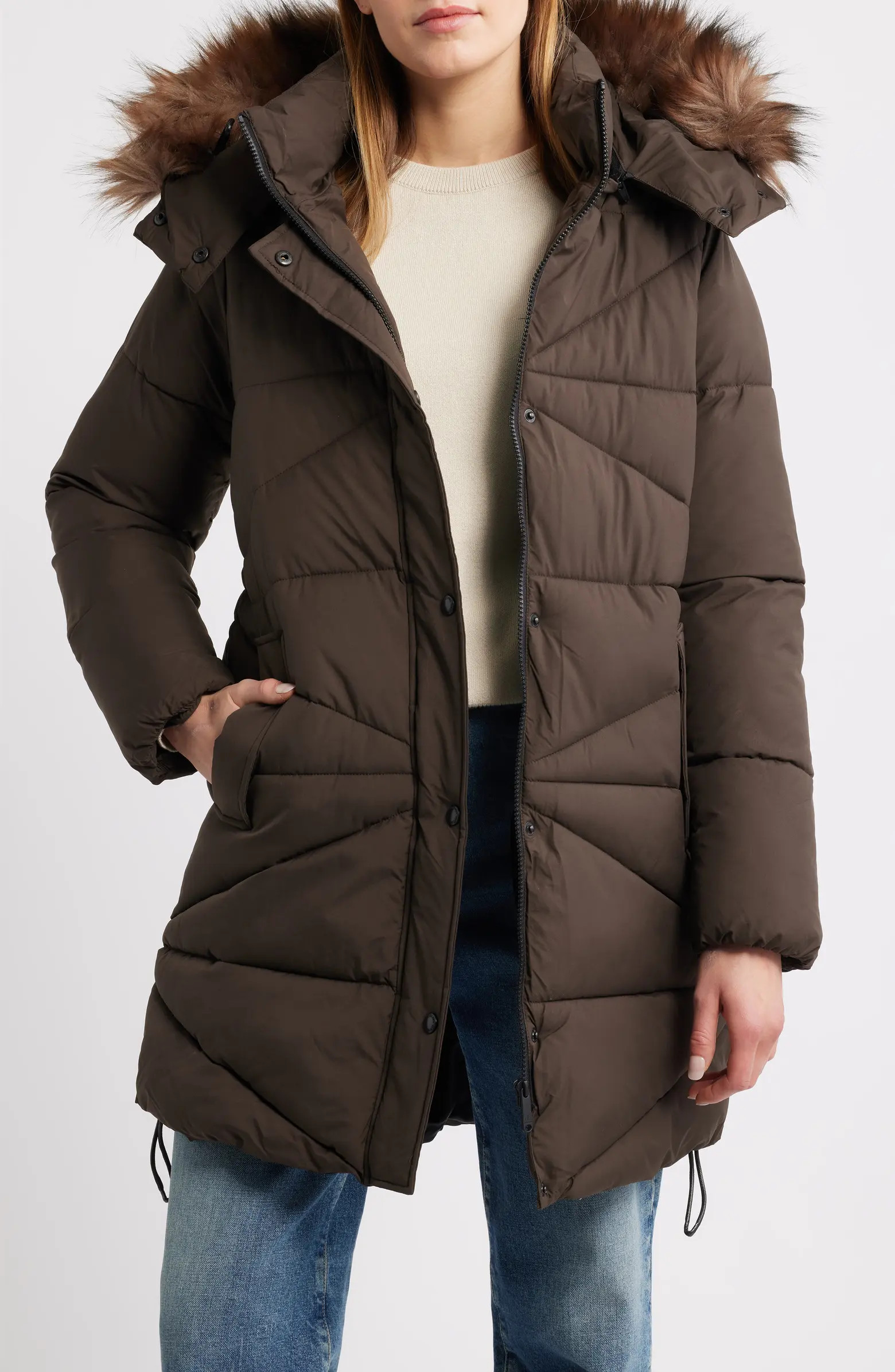 Faux Fur Trim Hooded Quilted Jacket | Nordstrom