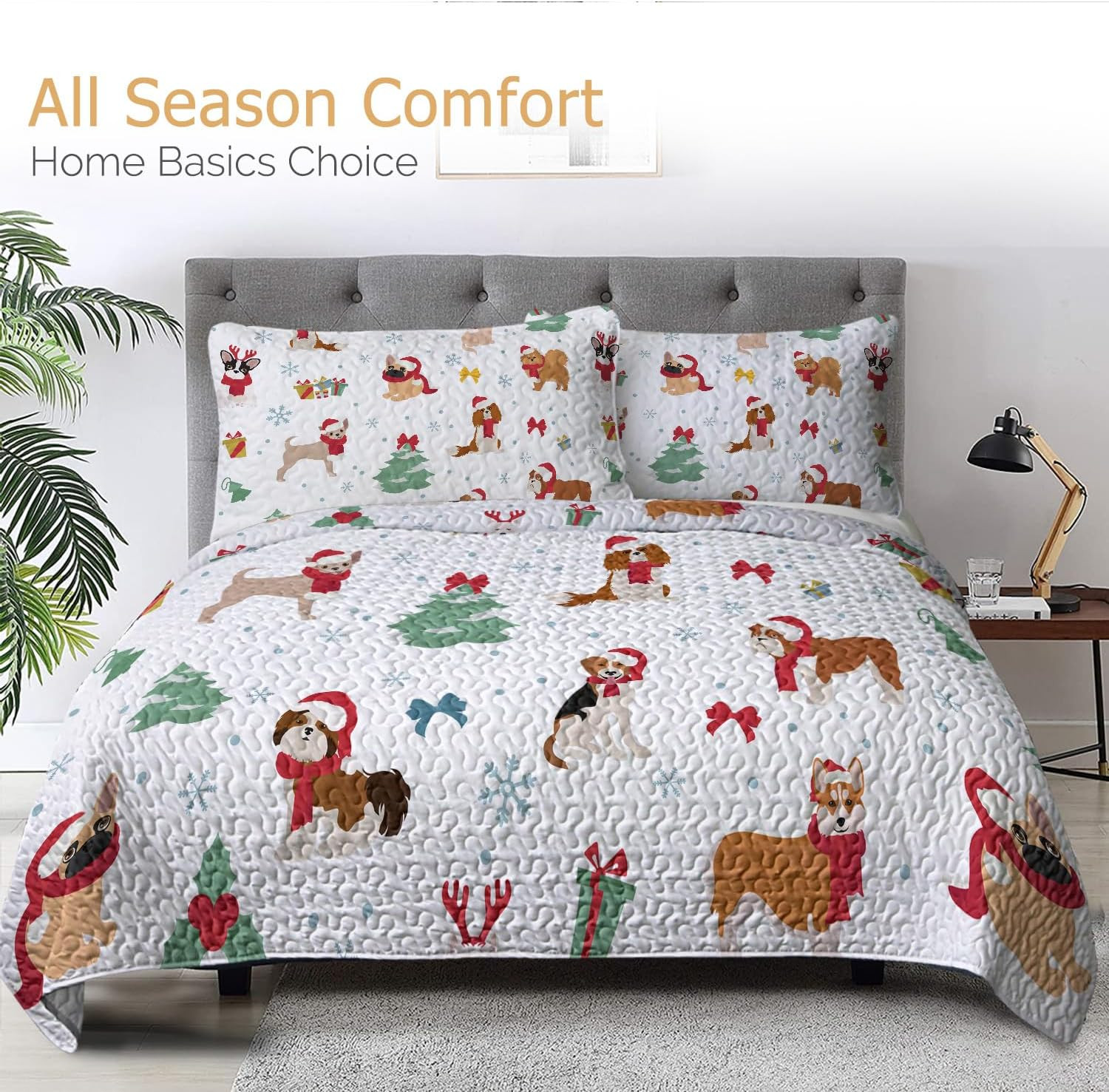 BlessLiving Dog Christmas Quilt Set King Size, Kids Cute Puppy Xmas Theme Bedspread-size104 x90, ... | Amazon (US)