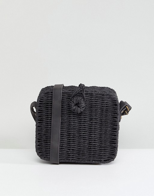 ASOS DESIGN straw square structure basket bag with water based pu strap | ASOS US