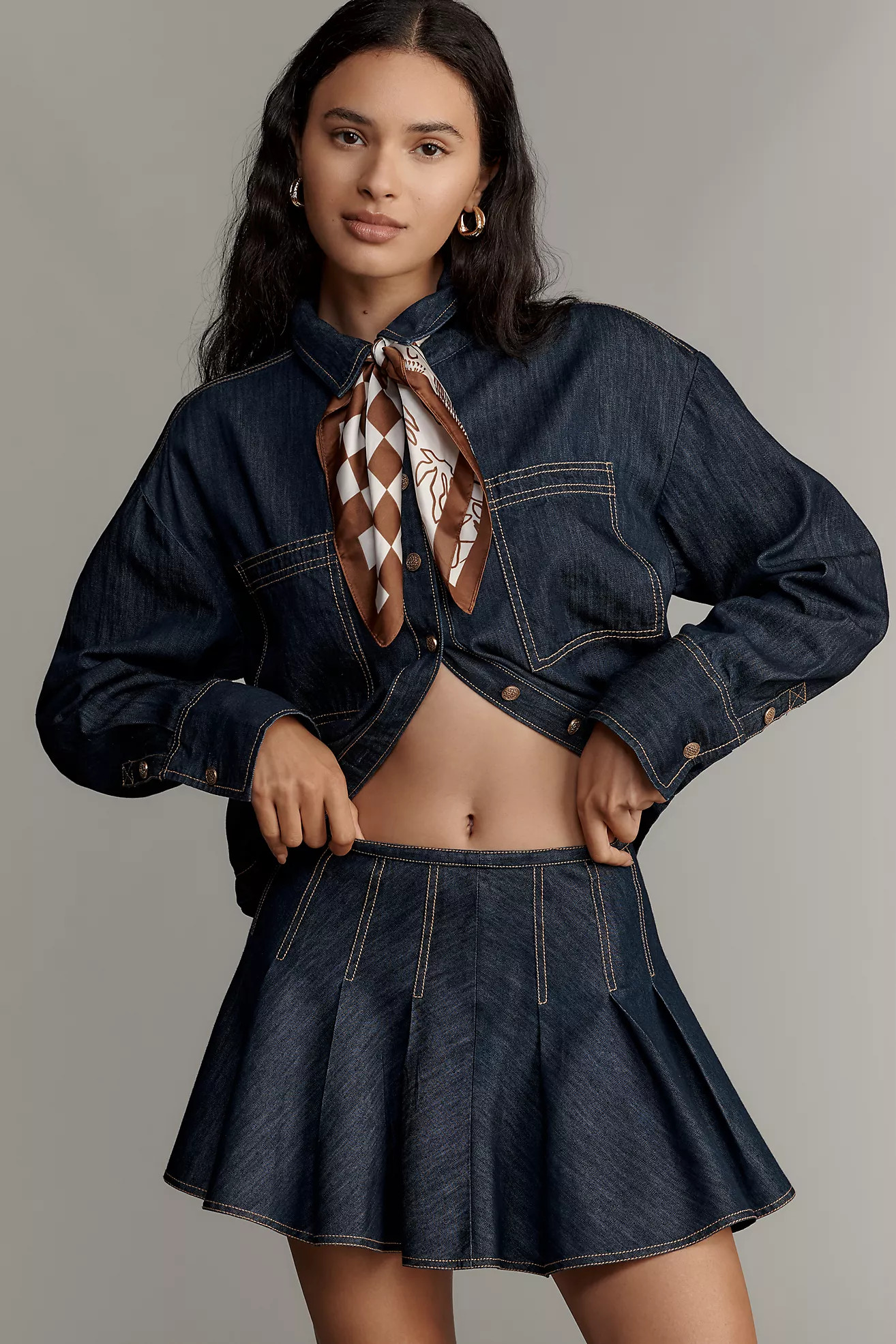 By Anthropologie Pleated Denim Mini Skirt | Anthropologie (US)