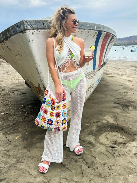 Cute and affordable beach cover ups and tote bag. Crochet pants, Amazon top, Target swim, halter tops, vacation outfit 

#LTKswim #LTKFestival #LTKtravel