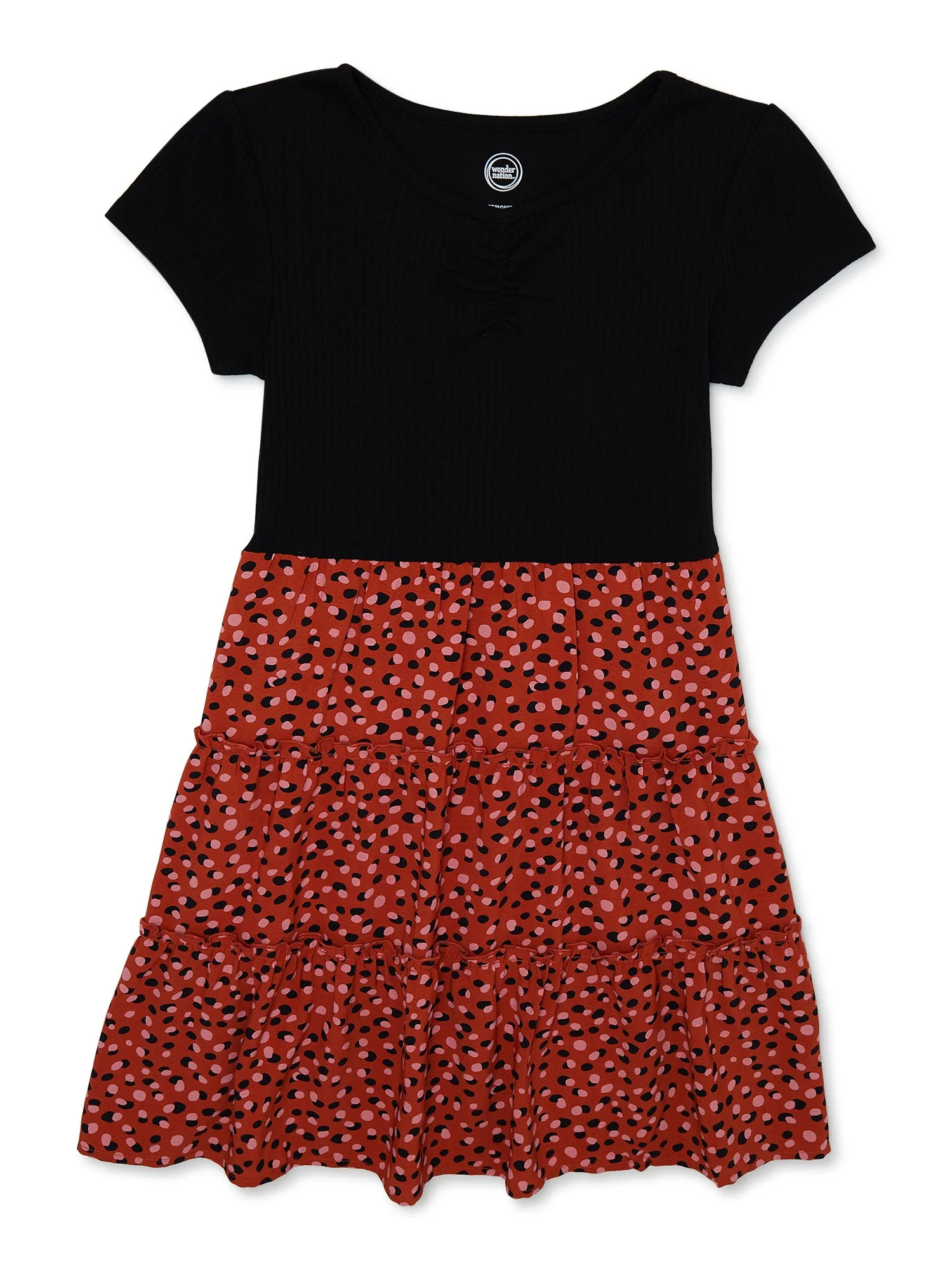 Wonder Nation Girls Two-Tone Tiered Mini Dress, Sizes 4-18 & Plus - Walmart.com | Walmart (US)