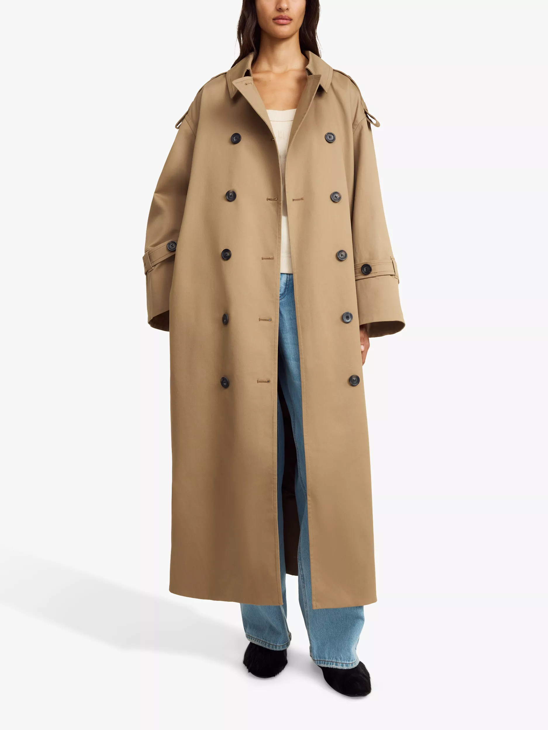 By Malene Birger Alaya Cotton Blend Trench Coat, Light Brown | John Lewis (UK)