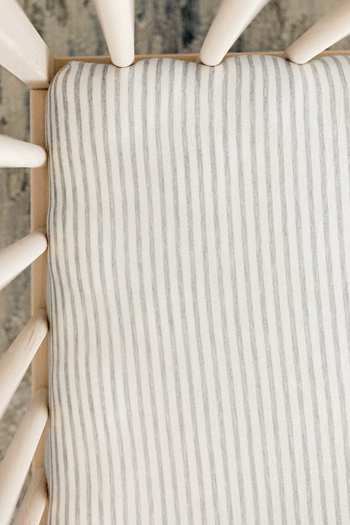 CRIB SHEET - Natural &amp; Grey Stripe | Solly Baby