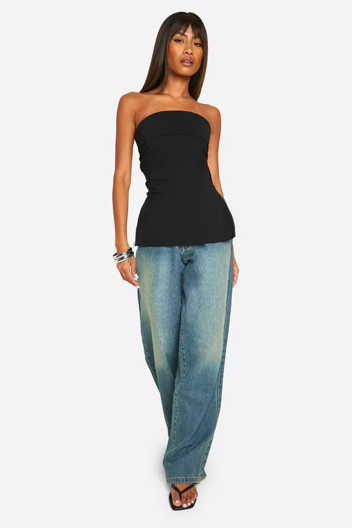 Bengaline Longline Split Hem Corset | Boohoo.com (UK & IE)