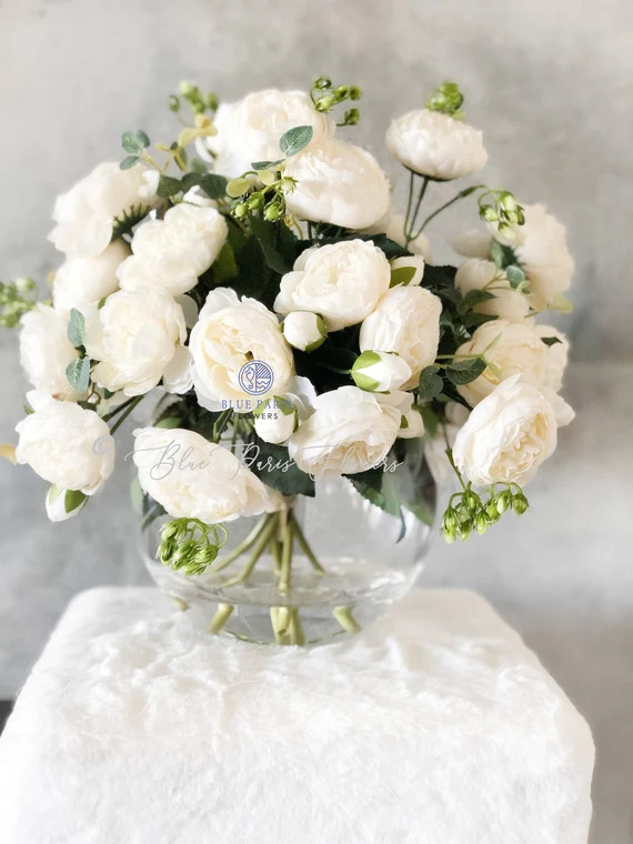X-large White Rose Peony Arrangement Artificial Faux | Etsy | Etsy (US)