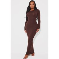 Shape Chocolate Sculpted Long Sleeve Maxi Bodycon Dress | PrettyLittleThing US