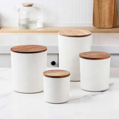 Member's Mark 4-piece Canister With Acacia Wood Lid Set (Assorted Colors) | Sam's Club