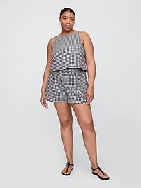 4" High Rise Linen-Blend Gingham Shorts | Gap Factory