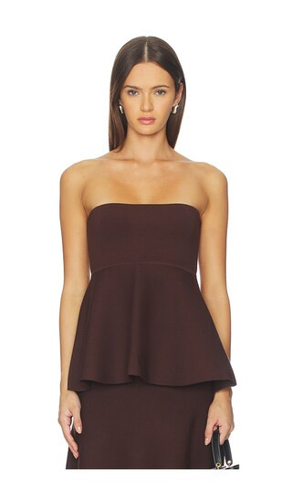 in Brown Kingston Knit Peplum Top | Revolve Clothing (Global)