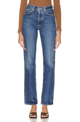 AGOLDE Lana Mid Rise Vintage Straight in Denim-Dark | FWRD 