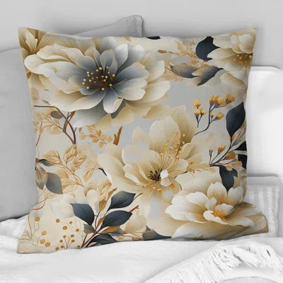 Ethereal Neutrals Boho Pattern - Floral Printed Throw Pillow | Wayfair North America