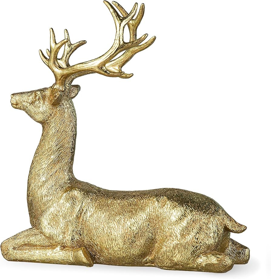 eUty 11''H Resin Christmas Gold Reindeer Figurines Deer Statues-Lying Reindeer Centerpiece Table ... | Amazon (US)