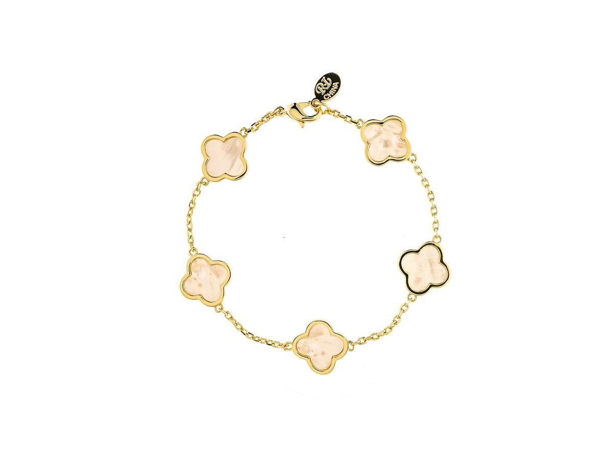 Rivka Friedman Mother of Pearl Clover Station Bracelet - Gold with white mother of pearl | Macy's