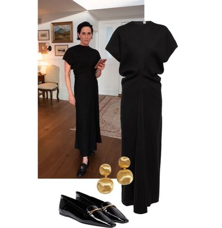 The Seasonal Flip with a simple black dress. 
.
I love this black dress from Toteme. It’s elegant but fabricated in a heavy linen which reads somewhat casual. Wearing with loafers and bold earrings for an elegant unfussy option. #lbd #transitionalstyling

#LTKstyletip #LTKSeasonal