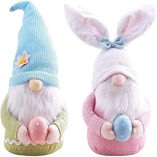 2pcs Plush Easter Gnome with Easter Egg - Easter Bunny Gnomes Decor Girl Room Decor Gifts, Nordic... | Amazon (US)