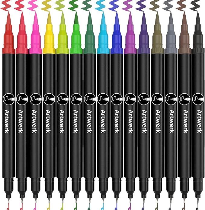 Brush Marker Pens [Bullet Journal] Dual Tip Pastel Colored Pen Fine Point 0.4 Blending Markers fo... | Amazon (US)